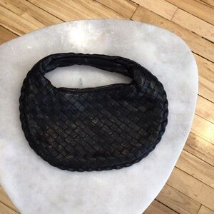 Elegant Black Woven Leather Handbag